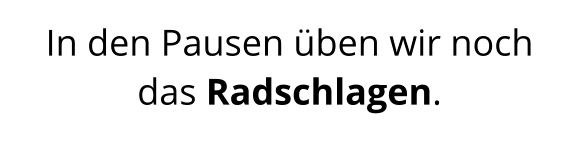 In den Pausen üben wir noch das Radschlagen.